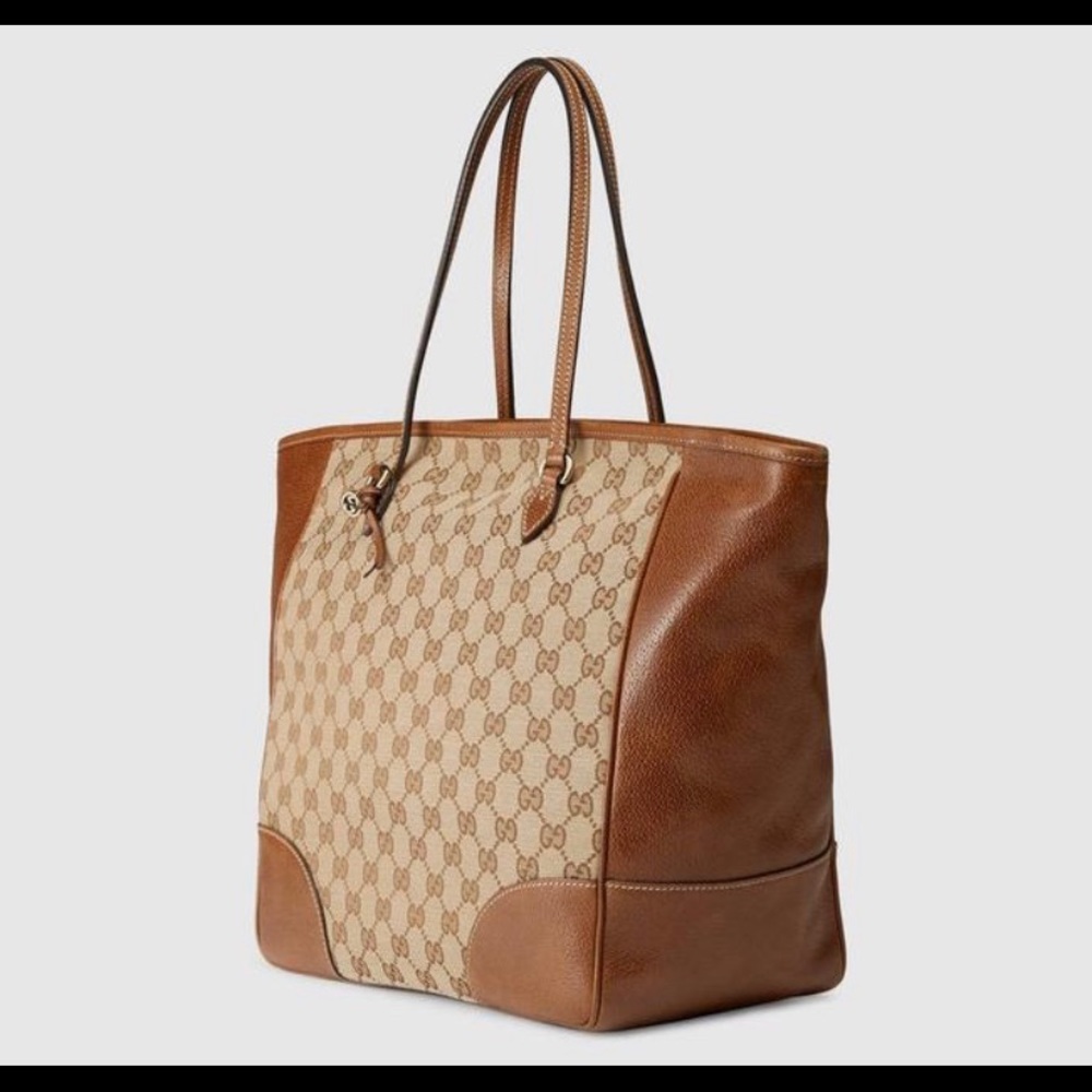 NEW Gucci Bree Canvas/Leather Beige-Ebony tote - Picture 1 of 16